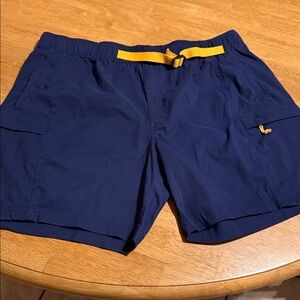 The North Face Men's Navy and Yellow Athletic Shorts